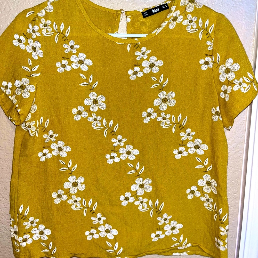 Yellow and White Floral Blouse